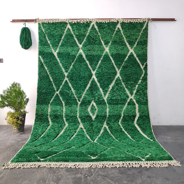Emerald Green Moroccan Rug Berber Rug - Large Shag Rug - 205x300 cm