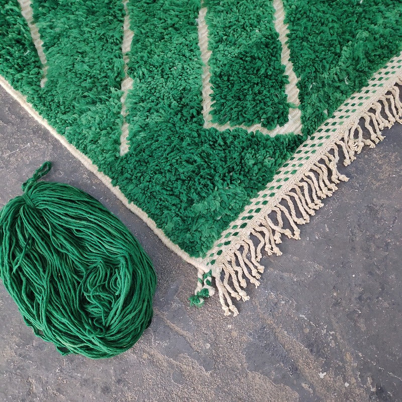 Emerald Green Moroccan Rug Berber Rug - Large Shag Rug - 205x300 cm