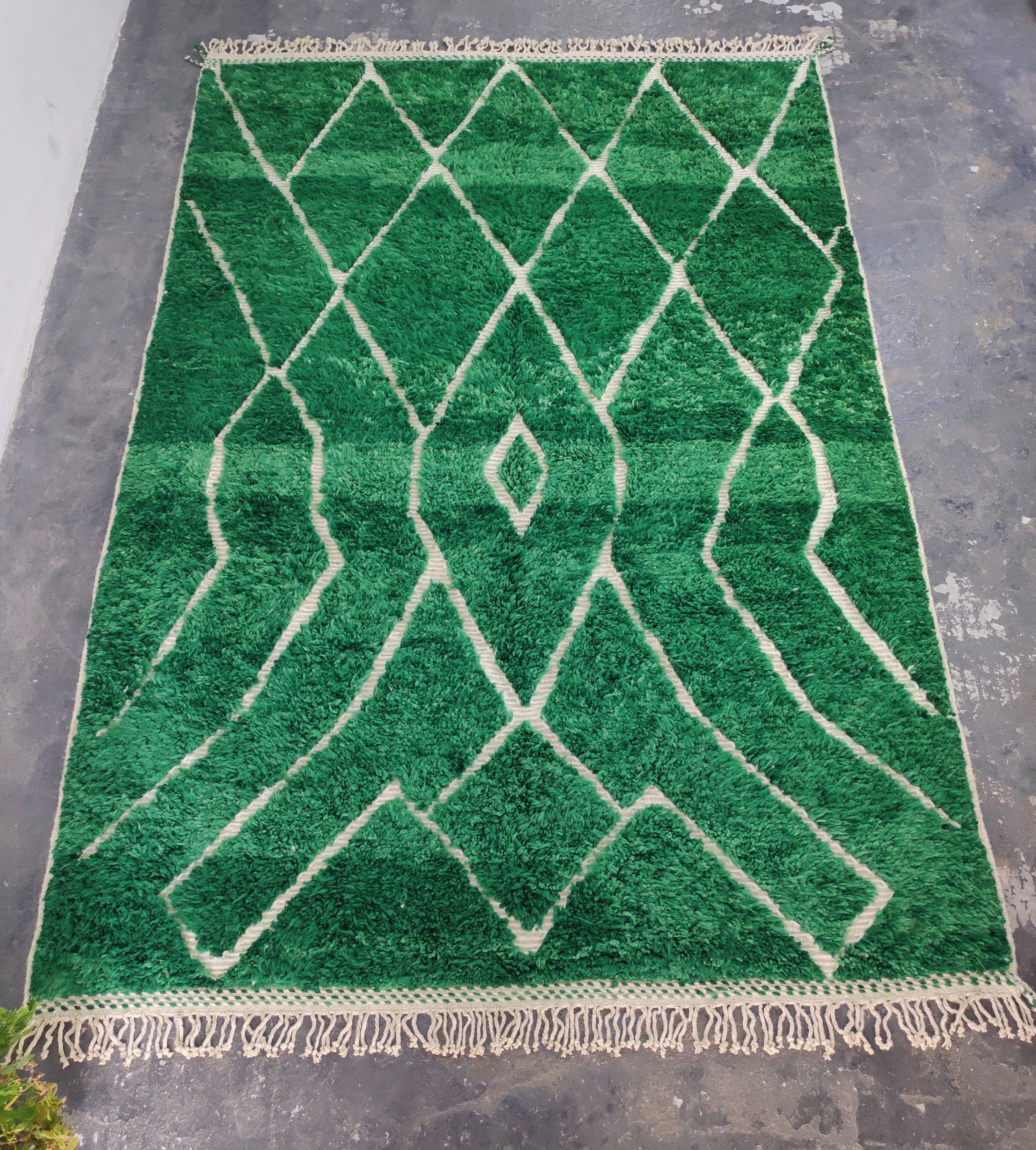 Emerald Green Moroccan Rug Berber Rug - Large Shag Rug - 205x300 cm