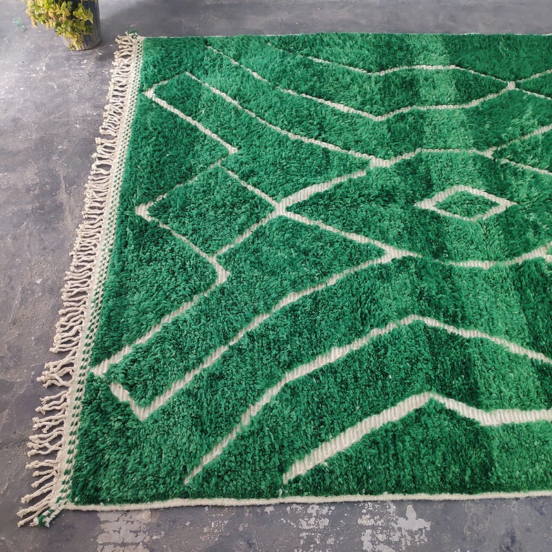 Emerald Green Moroccan Rug Berber Rug - Large Shag Rug - 205x300 cm
