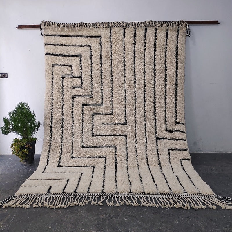 Vintage, Handmade, Berber, Bani ourin, Tapis 214×295 cm