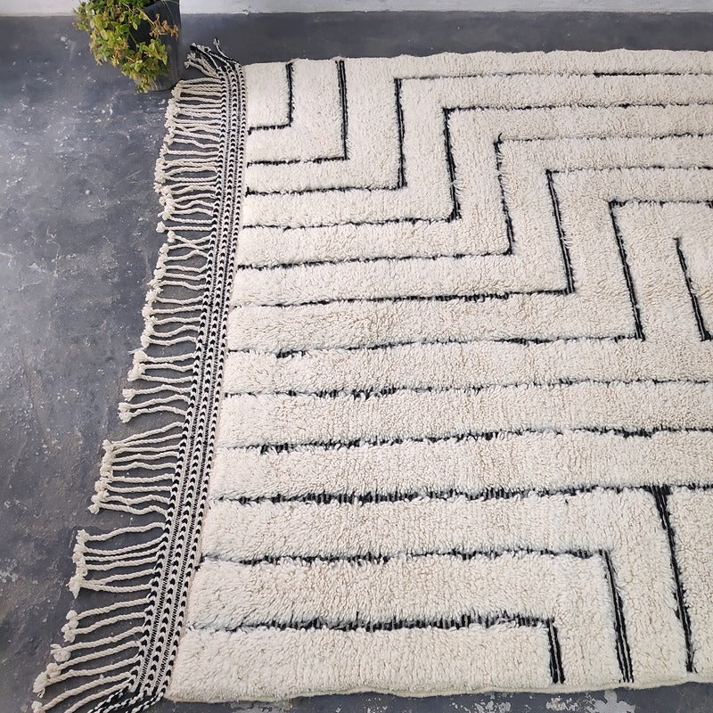 Vintage, Handmade, Berber, Bani ourin, Tapis 214×295 cm