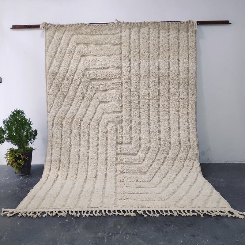 Vintage Moroccan Rugs, Authentic Bani Ourin Rug, Handmade Berber Carpets 211×295 cm