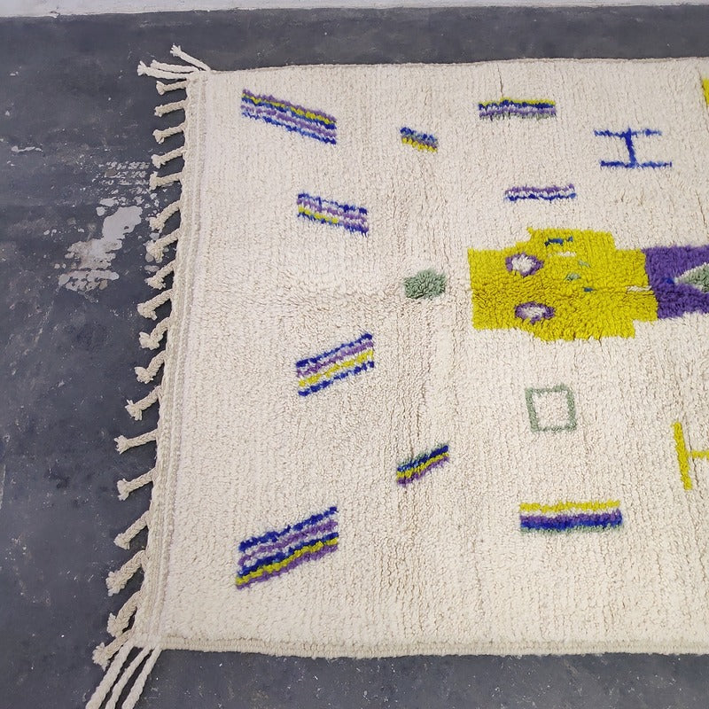 Authentic Moroccan Berber Rug 155x188 cm - Handmade Wool Colorful Tribal