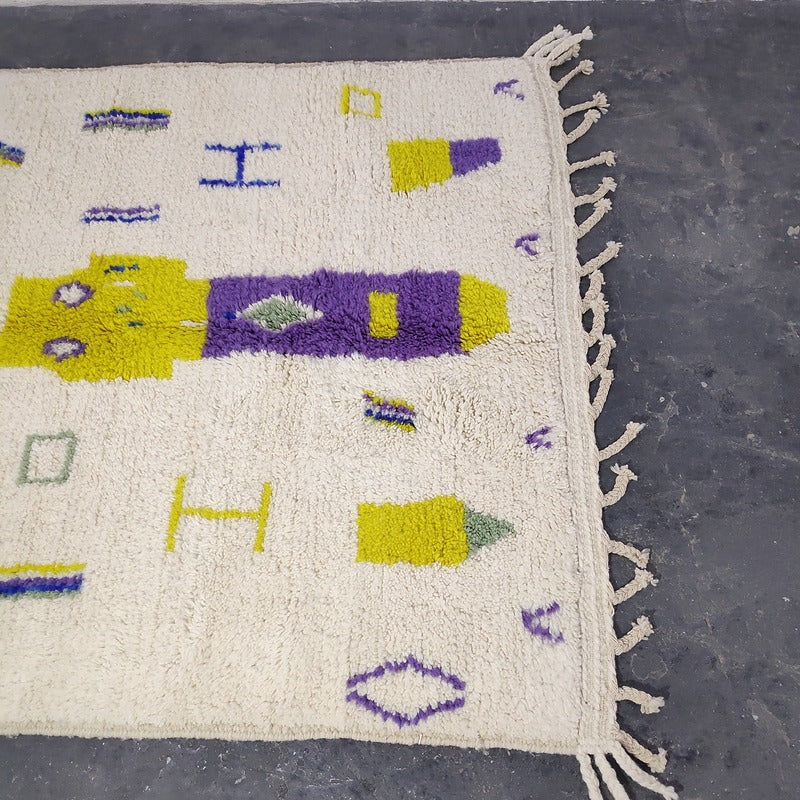 Authentic Moroccan Berber Rug 155x188 cm - Handmade Wool Colorful Tribal